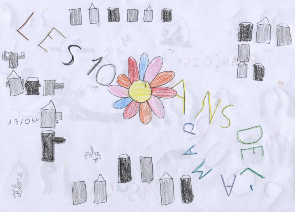 dessin très fleuri par Flore pour les 10 ans de la Guillamap