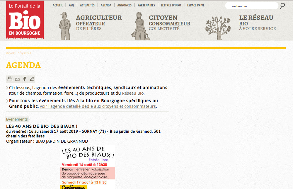 agenda du site de BioBourgogne