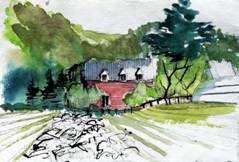 aquarelle de la ferme de Monique et Michel