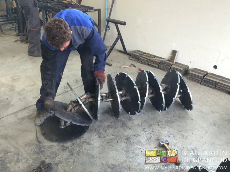 photo des pièces travaillantes du roloflex qui forment un "rouleau", mais souple.