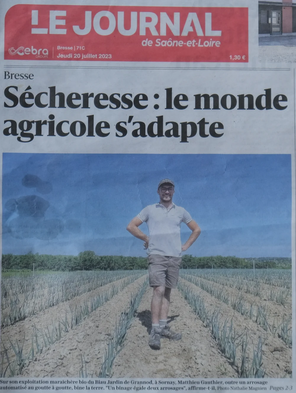 couverture du JSL Matthieu en "une" dans un carré de jeune poireau