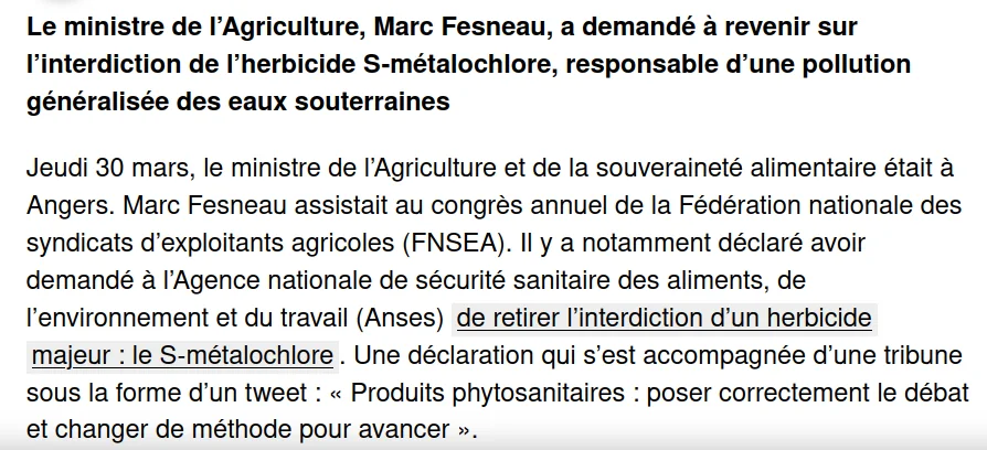 copie d'écran le ministre proclame sa décision au congrès de la FNSEA