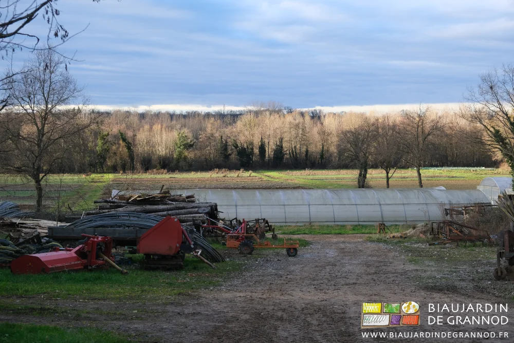 vu d'en haut du jardin ;les parcelles inondables et leur bocage de pays magnifiquement ensoleillé