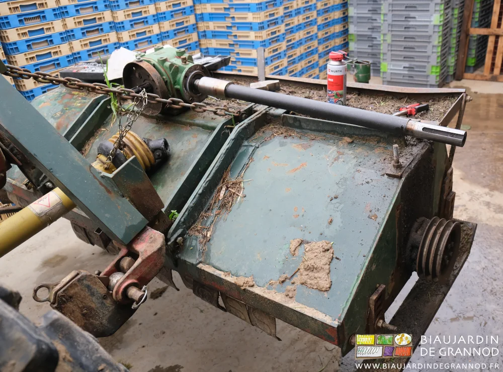 Photo d’atelier du broyeur l’axe de transmission ouvert