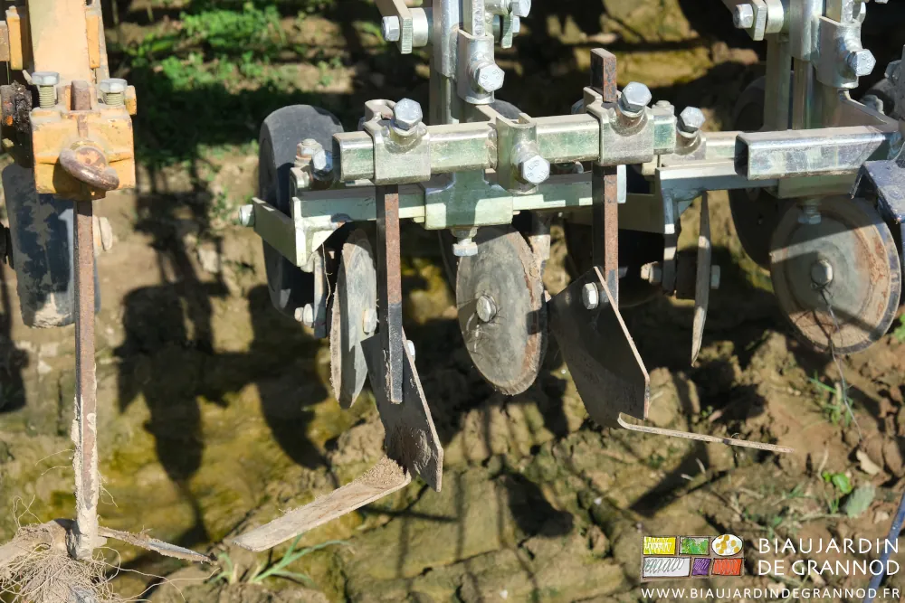 photo des disques concaves qui travaillent et éloignent la terre du rang lui-même