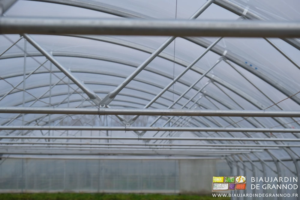 photo en long des barres de culture et de la charpente d'un bi-tunnel