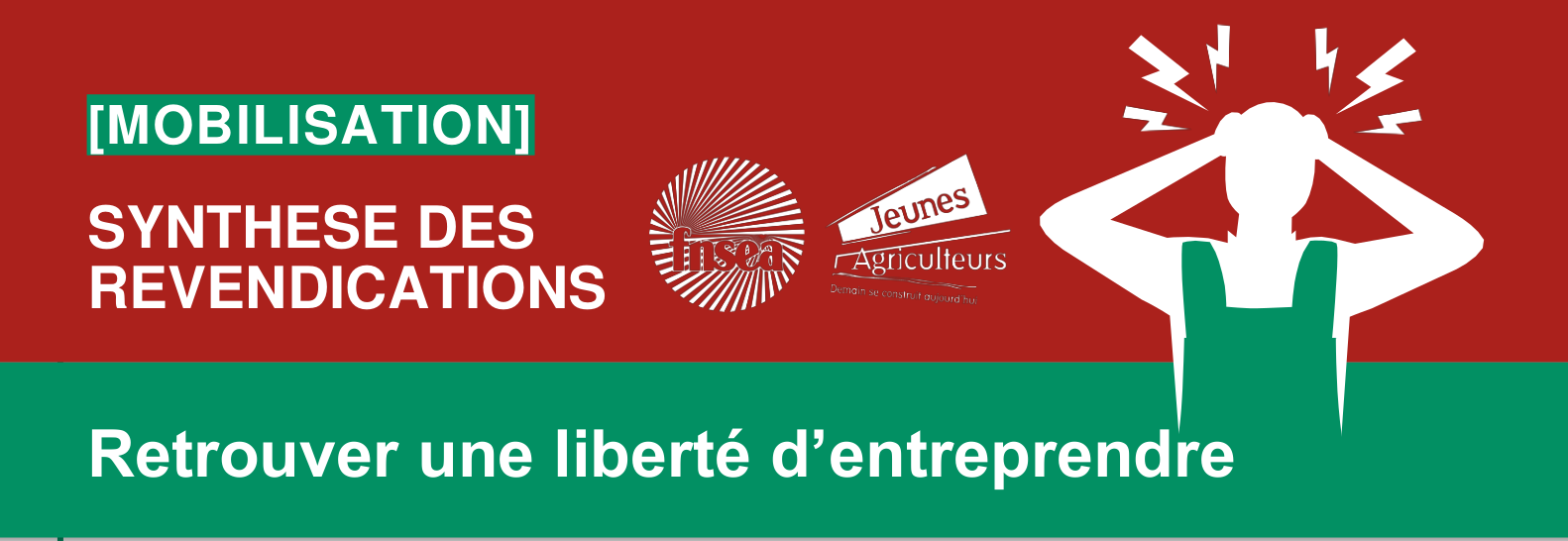 en-tête de la plateforme revendicative titrée "retrouver une liberté d'entreprendre"