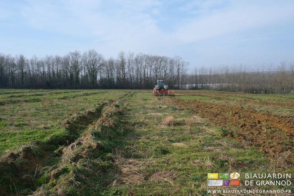 photo de la mise à plat du relief au niveau de l'emplacement de chaque drain