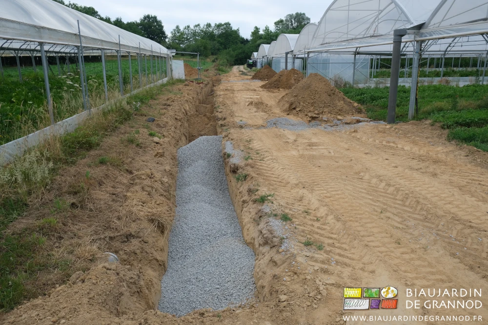photo de la tranchée de ramasse moitié remplie de gravelette