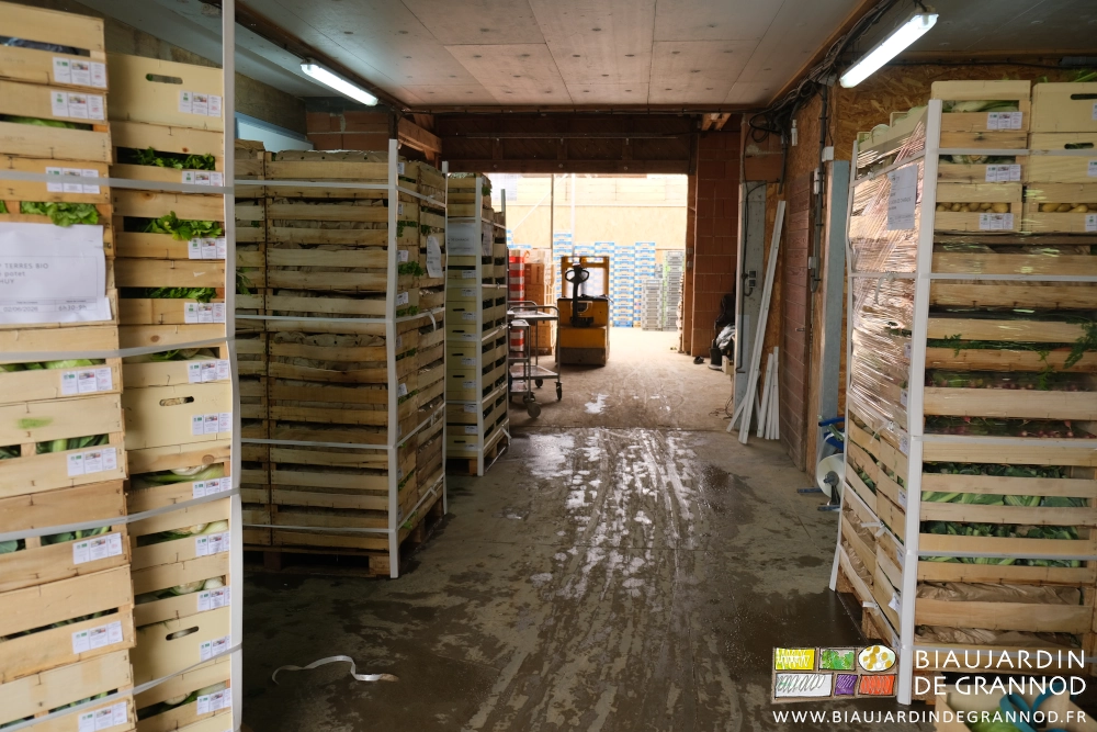 photo de 4 palettes de caisses bois de tous légumes prêtes à partir pour BioÀPro