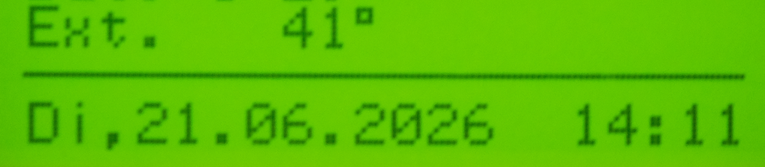 photo du tableau d'annonce de notre sonde thermique extérieure 41 degrés dimanche 21 juin 14 heures 11