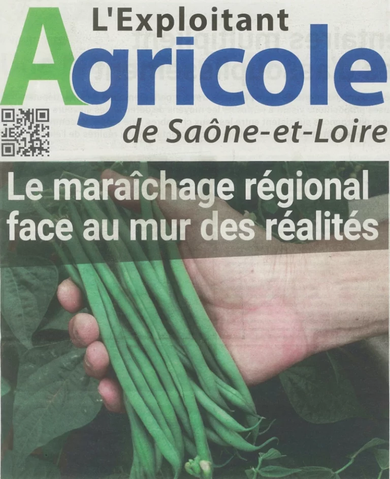 haricots dans une main en couverture du journal de la FDSEA Saône et Loire