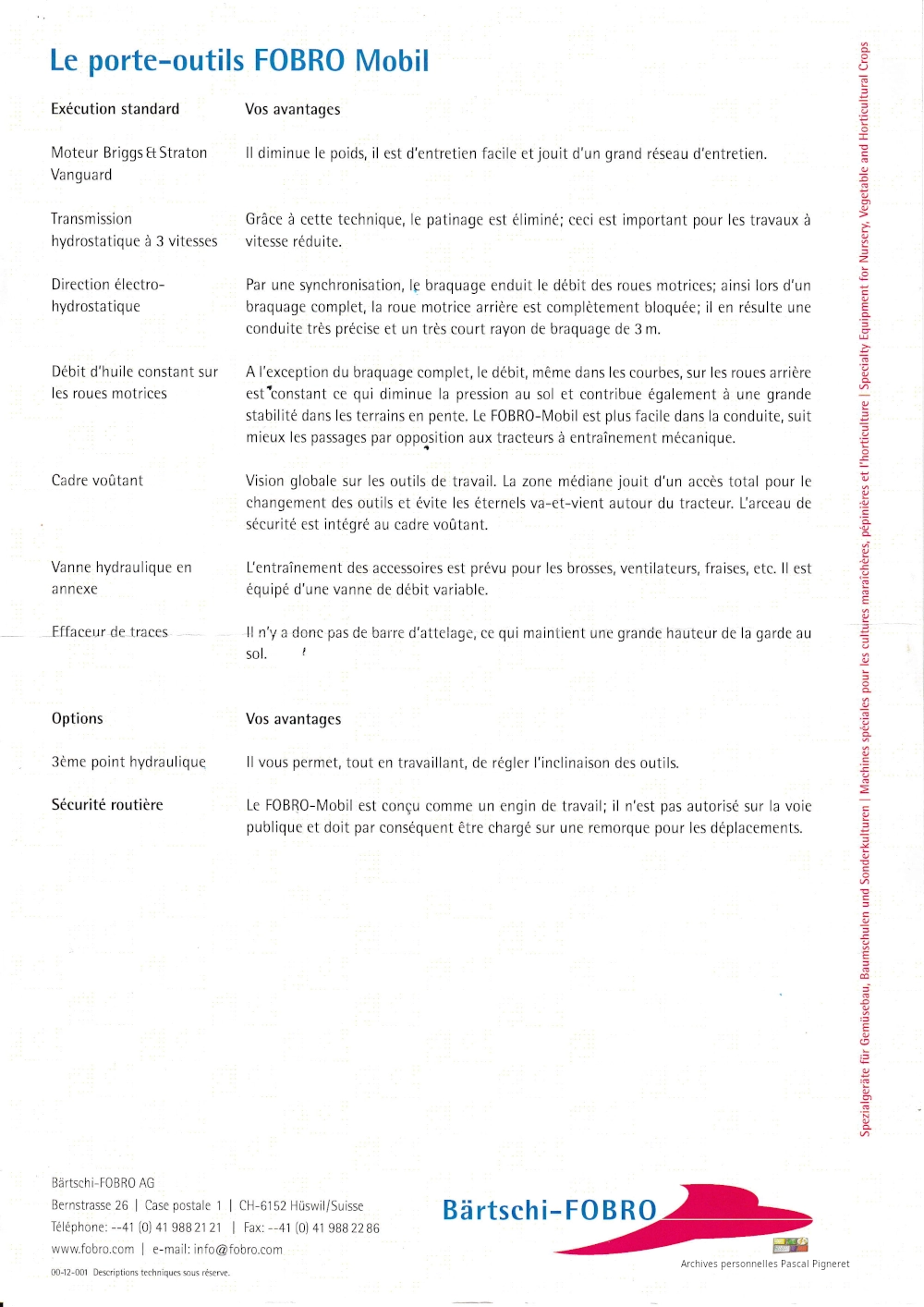 fiche descriptive du petit Fobro Mobil 23 CV